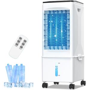 Evaporative Air Cooler, [9.5L large Water Tank]3-in-1 Portable Air Conditioners for Room, 3 Speeds, Fast Cooling Portable AC Unit w/7H Timer/Remote, Quiet Swamp Cooler for Bedroom Office