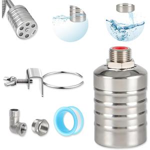 Float Valve，1/2 to 3/4'' 304 Stainless Steel Fully Automatic water shut off valve，Auto Water Level Control for Water Tanks, Fish Ponds, Livestock Troughs, Hydroponics, Pool