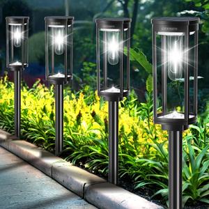 Solar Path Lights Outdoor 8 Pack, Bright Solar Pathway Lights Outside Waterproof, Solar Powered Landscape Lights for Walkway Driveway Lawn Patio Sidewalk Garden Yard, Cool White