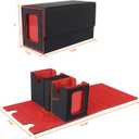 MTG Commander Deck Box - Portable Double Card Deck Box Fits 200 Double Sleeved Cards, Durable Magnetic Cards Case, Includes Dice Tray, Magnetic Card Holders and Dividers, Black/Red