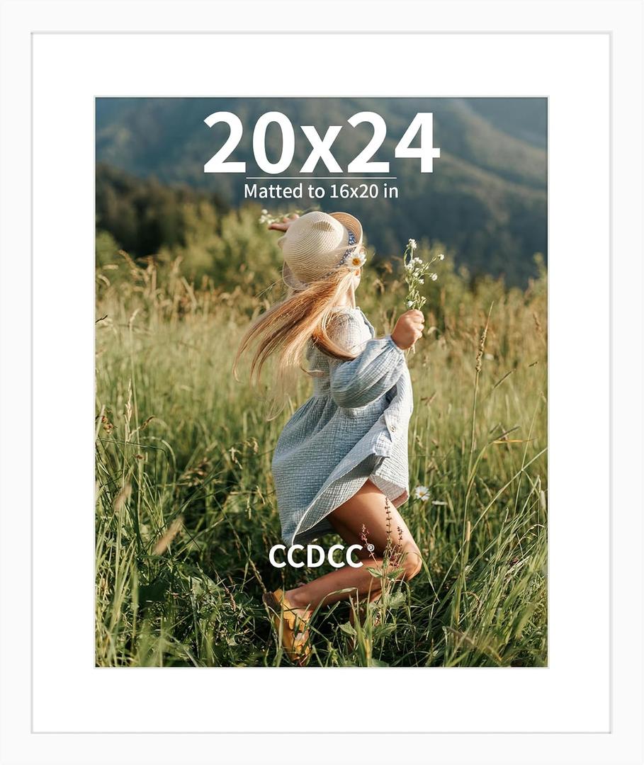 20x24 Picture Frame, Wooden Photo Frames with Tempered Glass, 1 Pack, 20x24 in