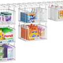 3-Pack Hanging Laundry Organizer, Stackable Wire Shelf Storage with Label Cards, Foldable Metal Baskets with 360 Rotating Hooks, Space-Saving for Laundry Room, Closet & Pantry, 11"15" Large, White