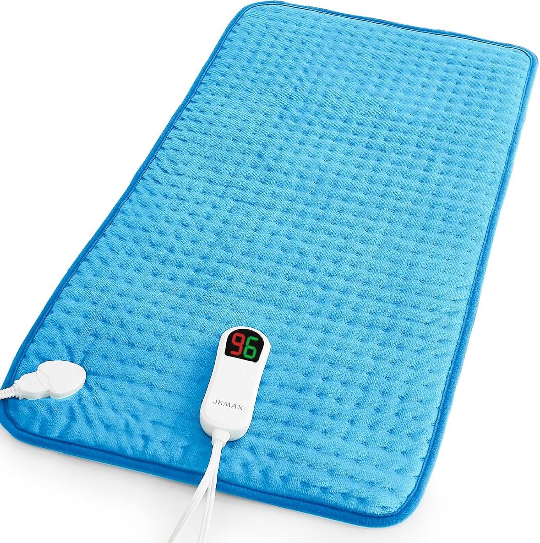 Heating Pad for Back Pain Relief and Cramps -JKMAX XXXL Heating Pads for Neck Shoulders Leg Knee -Heated Pad with 10 Heat Settings Auto Off Washable -Hot Packs for Pain Relief (17"x33" Blue)