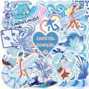 24Pcs Coastal Cowgirl Iron On Patches for Hats, Summer Ocean Embroidered Blue Patches for Girls, Heat Press Embroidery Patch for Trucker Hat/Clothes/Denim Jeans/Beach Bags