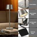 YHT LED Corded Table Lamp Modern 2 Color Brightness Dimmable Plug in Desk Lamp Industrial Aluminum Nightstand Table Light for Reading/Living/Bedroom/Home/Office/Beside (Chrome, 2 P)