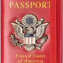 Passport Holder Cover and Card Case Slot Combo RFID Blocking Leather Travel Passport Wallet for Men and Women US Passport Protector Document Organizer,Bright Red