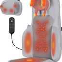Shiatsu Neck and Back Massager with Heat - 3D Kneading & Vibration Full-Back Massage Cushion to Ease Muscle Stiffness, Adjustable Intensity & Height for Office Chair, Home Use (Grey)
