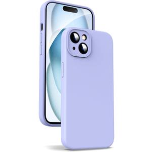 Supdeal Liquid Silicone Case for iPhone 15 - [Camera All-Round Protection] [Soft Microfiber Lining Anti-Scratch] 4 Layer Full Covered Shockproof Gel Rubber Phone Case Cover, 6.1", Purple
