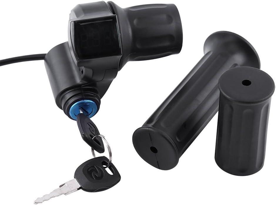 Pwshymi Throttle Grip, Throttle Grip, Handlebar Twist Throttle Grip Scooter Half Twist Throttle Control Handlewith with LED Display Motorcycle Controls Electric Throt