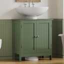 TEENFON Pedestal Sink Storage Cabinet, Under Sink Cabinet with 2 Doors & Shelf, Under Bathroom Sink Cabinet, Pedestal Sink Storage for Bathroom, Green, 11.8"d X 23.6"w X 23.6"h