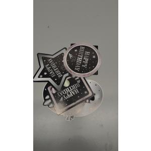 Happy Birthday Tags Black and Silver