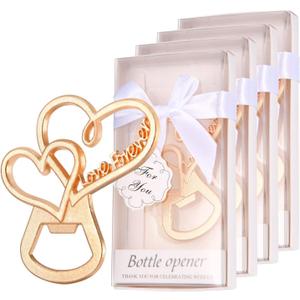 50 Packs Love Forever Bottle Openers for Wedding Favors to Guests,Bridal Shower Party Gifts, Souvenirs or Decorations with Gift Package (Love heart) (Gold)