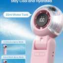 TriPole Misting Fan Portable Handheld Turbo Fan with Mist, LED Display, Neck & Desk Foldable High Speed Airflow Mini Fans, Rechargeable Personal Mister Fans with Water Spray Bottle for Outdoor Travel
