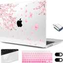 MEEgoodo Case for M5/M4/M3/M2 MacBook Air 15 inch Case 2026 2025 2024 2023, Laptop Shell Fit Model (A3448/A3241/A3114/A2941) for MacBook Air 15.3-inch, Cherry Blossoms