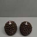 Eldnacele Pine Cone Flameless Candles Battery Operated with 6 Hour Timer Unscented Real Wax Flat Wick Flickering Pinecone LED Candles Christmas Home Holiday Decoration(2 Pack Brown)