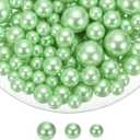 MECCANIXITY 200 Pcs Pearl Bead for Vase Filler, 20/14/10mm Faux Pearl Floating Beads Makeup NO Hole for Candles Centerpieces Table Scatter Wedding Home Decoration(Bright Green)
