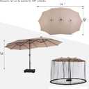 14FT Black Outdoor Umbrella Net, Suitable for Patio Gazebo and Double Sided Patio Umbrella, Tear-Resistant Mesh Fabric, Easy Installation