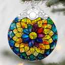Rainbow Mandala Christmas Ornaments: Christmas Tree Ornaments, Holiday Decor, Stocking Stuffers, Gift Ideas, Xmas Gifts & Spiritual Gifts for Her (Pack of 2)