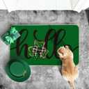 Artoid Mode Green Shamrock Hello St. Patrick's Day Doormat, Home Decor Low-Profile Switch Rug Door Mat Floor Mat for Indoor Outdoor 17x29 Inch