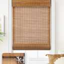 LazBlinds No Tools No Drill Cordless Bamboo Roman Shades, Light Filtering Window Treatment, Roll Up Bamboo Blinds for Window 27'' W x 64'' H, Ceylon Light Russet
