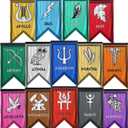 Greek Gods Banners, 14pcs Percy Jackson Cabin Banners, Htabiol Greek Mythology Party Banner, Percy Jackson Cabin Flags, Fit for Percy Jackson Party, Percy Jackson Birthday Party (12"x7.3", Polyester)