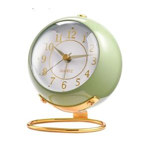 Analog Alarm Clocks,Retro Backlight Cute Simple Design Small Desk Clock with Night Light,Silent Non-Ticking,Battery Powered,for Kids,Bedroom,Travel,Kitchen,Bedside Desktop Decor.(Green)