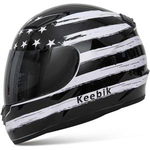 KEEBIK Motorcycle Skull Helmets for Adult Men Women, Full Face Lightweight Street Bike Racing DOT Graffiti Helmet with Extra Clear Visor (MOR3, Large)