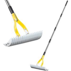 Thatch Rake,15" Lawn Dethatcher Rakes,Dead Grass Remover,Manual Dethatching Rake with Adjustable Length Handle,Scarifier Rake,Thatching Rakes for Lawns Grass Loosening Soil (Light Yellow)
