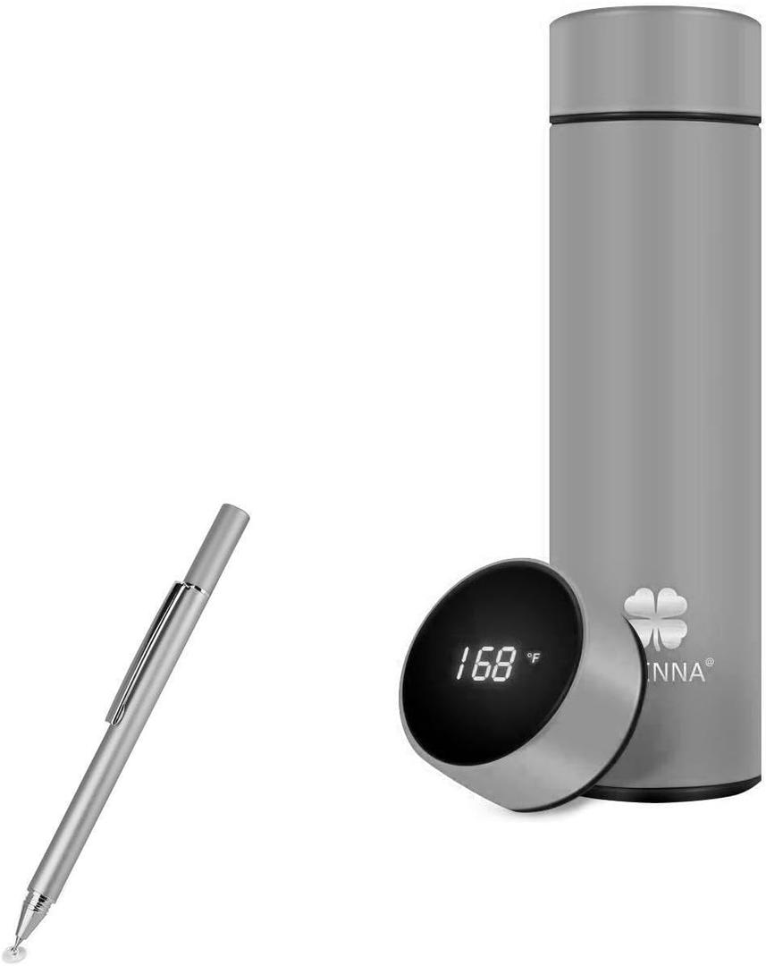 BoxWave Stylus Pen Compatible with TLINNA Insulated Bottle - FineTouch Capacitive Stylus, Super Precise Stylus Pen - Metallic Silver