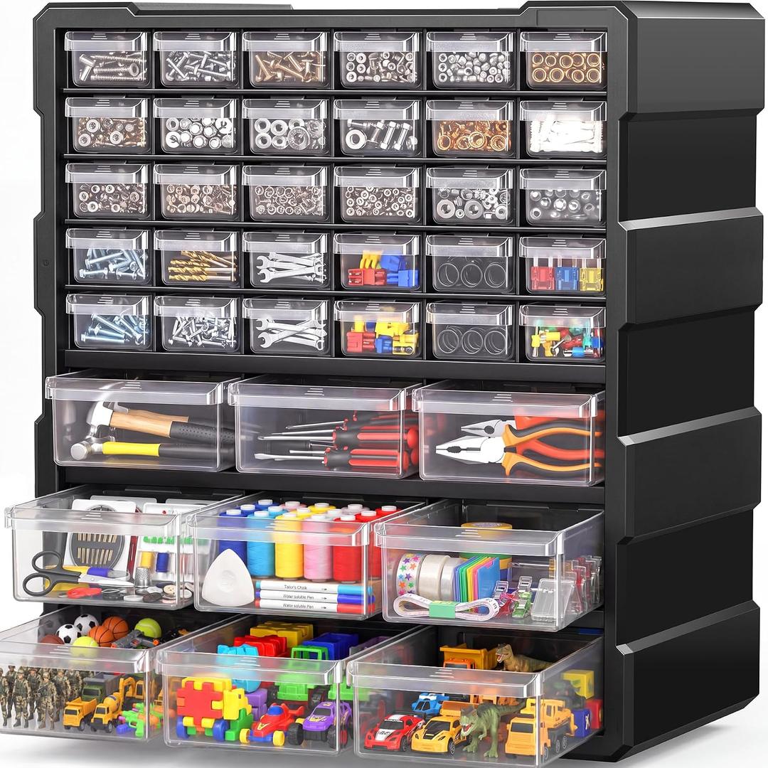 Drawer Organizer Craft Organizers and Storage with Dividers Labels Thicker | Small Parts Organizer Storage Hardware Screws Nuts Bolts Building Bricks Teacher Toolbox Charms Beads Scrapbook with Labels