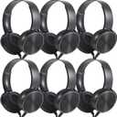 Kids Headphones Bulk 6 Pack for School Classroom Student, Wholesale Wired Durable Earphones Class Set for Children Toddler Teens Boys Girls and Adult (HY450, 6 Black)
