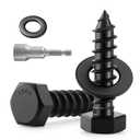26 Sets 1/4" x 1-1/2" Hex Head Lag Screws Bolts with Flat Washers 304 Stainless Steel 18-8 Black Zinc Plated Heavy Duty Lag Screw for Wood