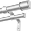 Double Curtain Rod 36 to 72 Inch, HOTOZON 1 Inch Heavy Duty Double Curtain Rods for Windows 24 to 68 Inches(2-5.6 ft), Telescoping Drapery Rod with Simple End Finials, Silver