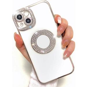 Clear Luxury Rhinestone Case Compatible with iPhone 12,Bling Sparkle Glitter Diamond Cute Design Cover for Girls Women,Soft Plating with Camera Lens Shockproof Protector for iPhone 12 Case-Silver Clear Luxury Rhinestone Case Compatible with iPhone 12,Bling Sparkle Glitter Diamond Cute Design Cover for Girls Women,Soft Plating with Camera Lens Shockproof Protector for iPhone 12 Case-Silver
