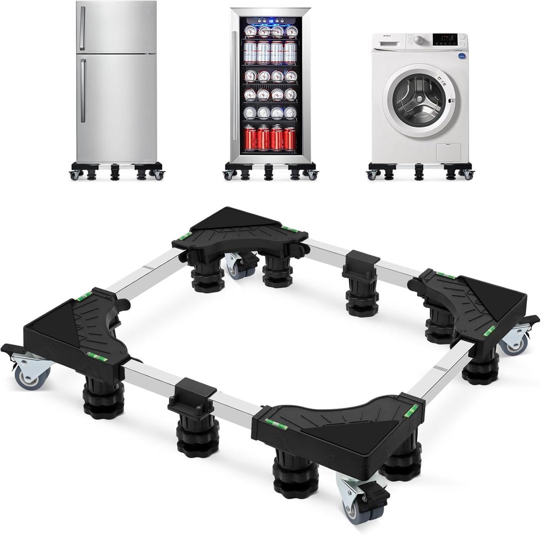 Nefish Upgraded 24-31 Inch Full-size Washing Machine Stand Base with 4 Wheels and 10 Feet Washer and Dryer Dolly Mini Fridge Stands Refrigerator Pedestal for Home Appliance