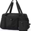 BAGSMART Foldable Travel Duffle Bag For Women, Gym Tote Bag for Sports, 26L Airport Carry On Weekender Overnight Bag for Travel, Travel Accessories(Black)