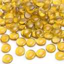 FUTUREPLUSX 5Lb Flat Glass Marbles, 500PCS Amber Yellow Vase Filler Beads Flat Gems Decorative Glass Stones for Table Scatter Hydroponic Plant Decor