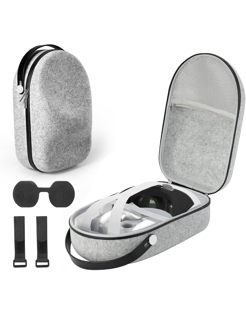 Hard Carrying Case Compatible with Quest 3 VR Gaming Headset and Touch Controllers, VR Accessories Suitable for Travel and Home Storage (Gray)