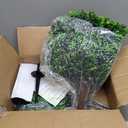 Chillchard Artificial Boxwood Topiary Outdoor Plants with Spike, 2 Pack Faux Bushes UV Resistant Fake Shrubs for Front Porch Dcor