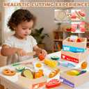WOODMAM Wooden Play Food Set for Toddlers - Montessori Pretend Play Kitchen Toys with Color Sorting Food Groups & Cutting Fruits Vegetables for Boys & Girls Ages 3 4 5 6, child-size