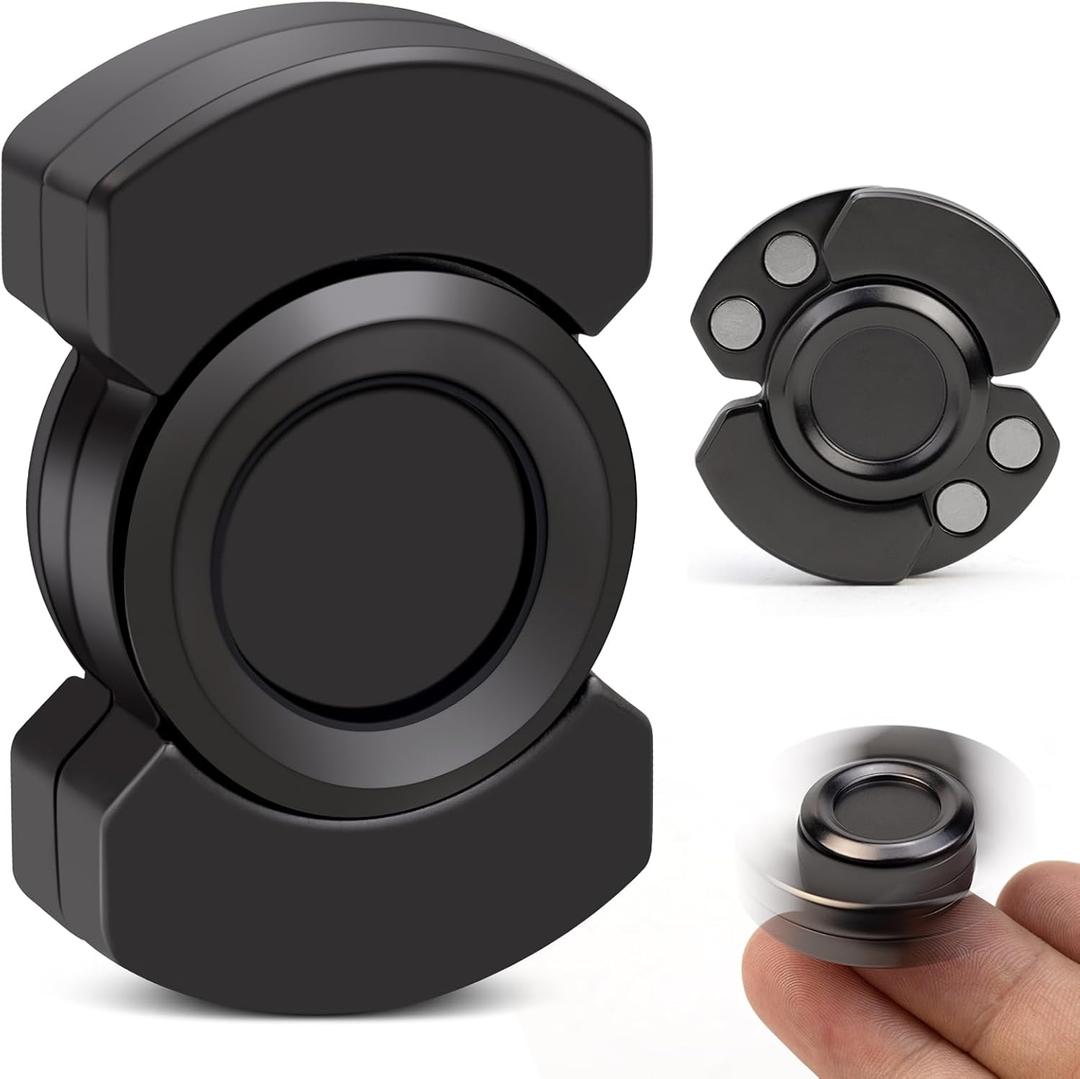 3-in-1 Fidget Toys Adults: Spinner, Slider & Clicker  Magnetic Stainless Steel Bearing for Super-Stable Rotation  Stress Relief, Enhanced Focus, and Habit Breaking, Good Gift for Kids, Men (Black)