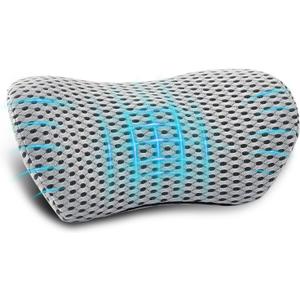 Lumbar Pillow, Memory Foam Lumbar Support Pillow for Office Chair and Car Seat, Ergonomic Streamline Back Pillow for Lower Back Pain Relief, Back Support Pillow for Sitting, Driving, Traveling (Light White)