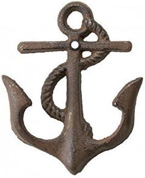 Cast Iron Nautical Anchor Hook Rustic Brown 5 1/4 inch tall