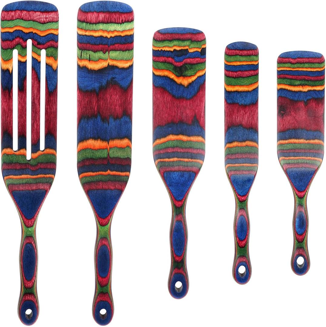 Spurtle Set, Wooden Utensils for Cooking, Kitchen Utensils Set, Pakkawood Kitchen Cooking Utensils Set, Apartment Essentials Wood Serving Spatula spoon, Home & kitchen Gift for Women & Men
