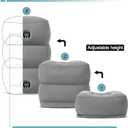 JefDiee Inflatable Foot Rest Pillow, Kids Airplane Bed, Adjustable 3 Layers Height Leg Rest Pillow, Airplane Travel Essentials Great for Office, Home, Trains, Cars (Grey)