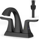Matte Black Bathroom Sink Faucet - Rainsworth 4 inch Widerspread Bathroom Faucets for 3 Hole with 2-Handles Pop-up Drain, Touch on Morden Faucet for Vanity RV Bath (4 Inch, Matte Black)