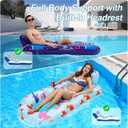 PuppyuWill 2 Pack Pool Floats Adult, Inflatable Pool Lounger Float Heavy Duty with Cup Holder, Backrest & Footrest Pool Lounge Float Extra Large Pool Rafts for Adults Beach Lake Party