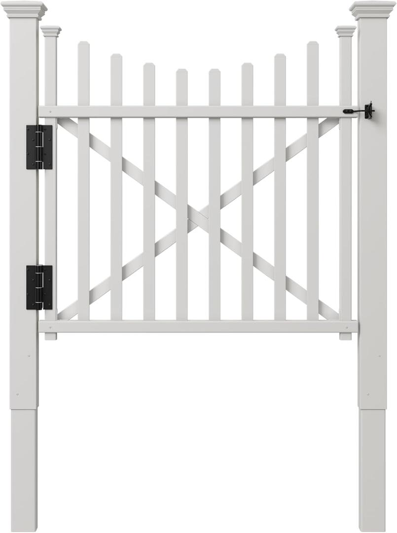 3.8ft H x 4.1ft W (1 Gate) Zippity Manchester Gate Kit, White Vinyl Picket Fence Gate Kit for Manchester Fence Panels, Gate for Backyard, Patio, Outdoor, & Garden Fence, ZP19019