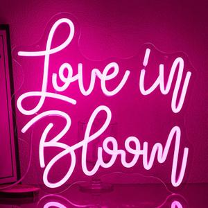 Love In Bloom Neon Sign for Wall Decor Letter Neon Light for Bridal Shower Dimmable Wedding Neon Light Sign for Wedding Decoration