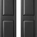 Builders Edge 14.75 in. W x 51 in. H Builders Edge, Standard Two Equal Panels, Raised Panel Shutters, Includes Matching Installation Spikes (Per Pair), 002 - Black
